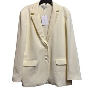 Wayf NWT Textured Double Button Blazer in Cream Size Large